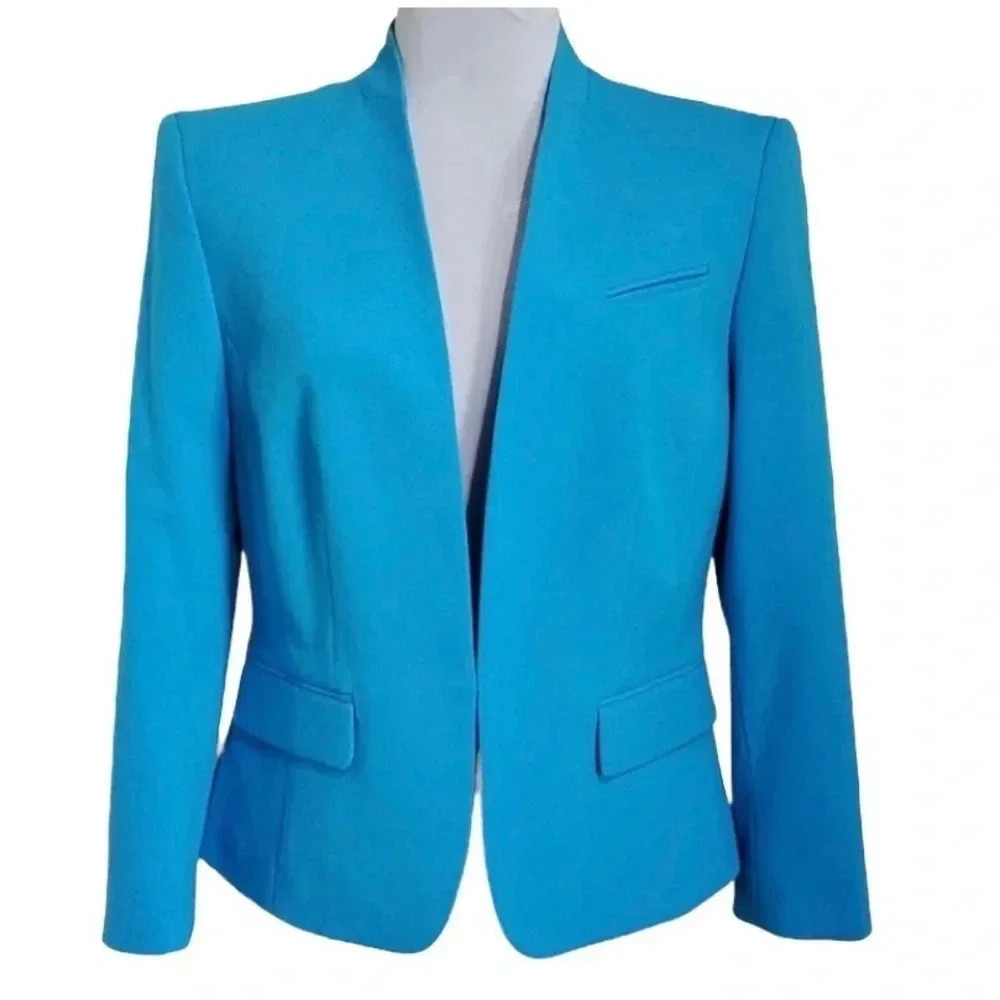 NINE WEST | Women’s Premium Collarless Fitted Blue Blazer Size 2